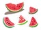 Vector set of slices of watermelon. Drawing by hand. Collection of summer fruits. Art.