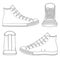 Vector set with sneakers, gumshoes. Isolated objects.