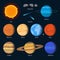 Vector set of solar system planets. Outer space design elements and icons
