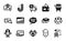 Vector set of Speaker, Report statistics and Insurance hand icons simple set. Vector
