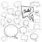 Vector set of speech bubbles, group of doodle speech bubble on white background