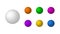 Vector Set of Sphere Balls, Colorful and White Matt Sphere, Icons Collection Isolated.