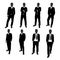 Vector set of stand businessman silhouette full body. businessman with different posing action