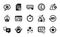 Vector set of Star target, Verified internet and Chemistry lab icons simple set. Vector