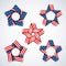 Vector Set of stars made of ribbon with USA flag stars and stripes.