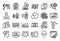 Vector set of Stay home, Internet documents and Fahrenheit thermometer line icons set. Vector