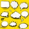 Vector set of stickers of speech bubbles. Blank empty white speech bubbles