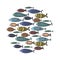 Vector set of stylized fish. Collection of cartoon fish. Marine life. Illustration for children. A flock of colored fish