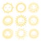 Vector set of sun icons. Collection of suns