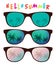 Vector set of sunglasses with palm tree reflection