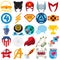 Vector set of superheroes and superman icons.