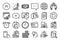 Vector set of Swipe up, Global insurance and Copy files line icons set. Vector