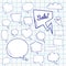 Vector set of talk and think bubbles on notebook sheet , group of doodle speech bubles