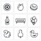 Vector Set of Target Icons. Archery, Apple, Plate for bench Shooting, Bottle, Biathlon, Balloons, Squirrel, Human figure