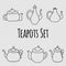 Vector set of teapots in Scandinavian style. Isolated objects