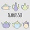 Vector set of teapots in Scandinavian style. Isolated objects