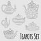 Vector set of teapots in Scandinavian style. Isolated objects