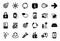 Vector Set of Technology icons related to Bell alert, Chat message and Full rotation. Vector