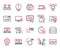 Vector Set of Technology icons related to Monitor settings, Wifi and Reject medal. Vector