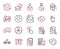 Vector Set of Technology icons related to Reject letter, Reject certificate and Share. Vector