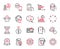 Vector Set of Technology icons related to Report timer, Yummy smile and Reject file. Vector