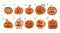 Vector set of ten crazy pumpkins with numbers from zero to nine / countdown to happy Halloween