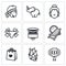 Vector Set of Thailand Icons. Muay Thai, elephant, Buddha, Prostitution, Fast Food, Travel, Shopping, Dragon Fruit