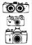 Vector set of three vintage film photo cameras iso