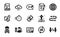 Vector set of Timer, Technical algorithm and Message icons simple set. Vector