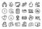 Vector set of Touch screen, No cash and Delivery man line icons set. Vector