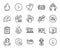 Vector set of Touch screen, No cash and Delivery man line icons set. Vector
