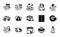 Vector set of Tractor, Truck delivery and Warning icons simple set. Vector