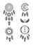 Vector set of traditional ethnic tribal injun mascots from birds feathers