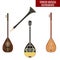 Vector set of traditional turkish musical instruments in flat style