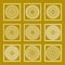 Vector set Traditional vintage golden square and round Greek ornament Meander border greece gold