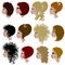 Vector set of trendy hair styling for woman