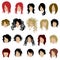 Vector set of trendy hair styling for woman