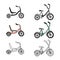 Vector set of tricycles. Cycling. Active lifestyle. Line art