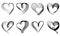 vector set tunnel romantic hearts in black colors. concentric hearts isolated icons