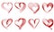 vector set tunnel romantic hearts in red, black colors. concentric hearts isolated icons