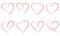vector set tunnel romantic hearts in red colors. concentric hearts isolated icons