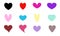 Vector set of twelve hearts in colorful patterns and different shapes.