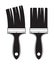 Vector set of two black and white artist paint brushes