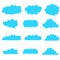 vector set of various blue color cloud shapes illustration