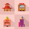 Vector Set of Various Building icon.