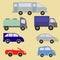 Vector set of various city urban traffic vehicles icons