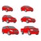 Vector set of various city urban traffic vehicles icons compact, sedan, suv, van, pickup