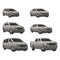 Vector set of various city urban traffic vehicles icons compact, sedan, suv, van, pickup