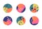 Vector set of various colorful highlight covers for social media stories. Abstract round icons with liquid shapes, lines