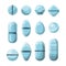 Vector set of various medical pills in flat style